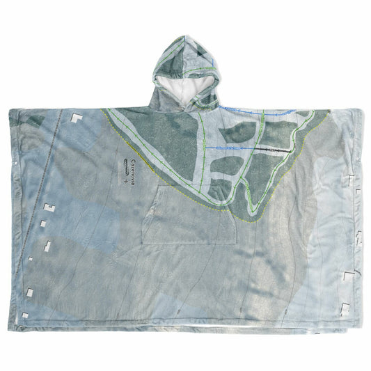 Cazenovia, New York Ski Resort Map Flannel Blanket Poncho