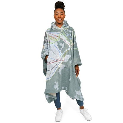 Sierra At Tahoe, California Ski Resort Map Flannel Blanket Poncho
