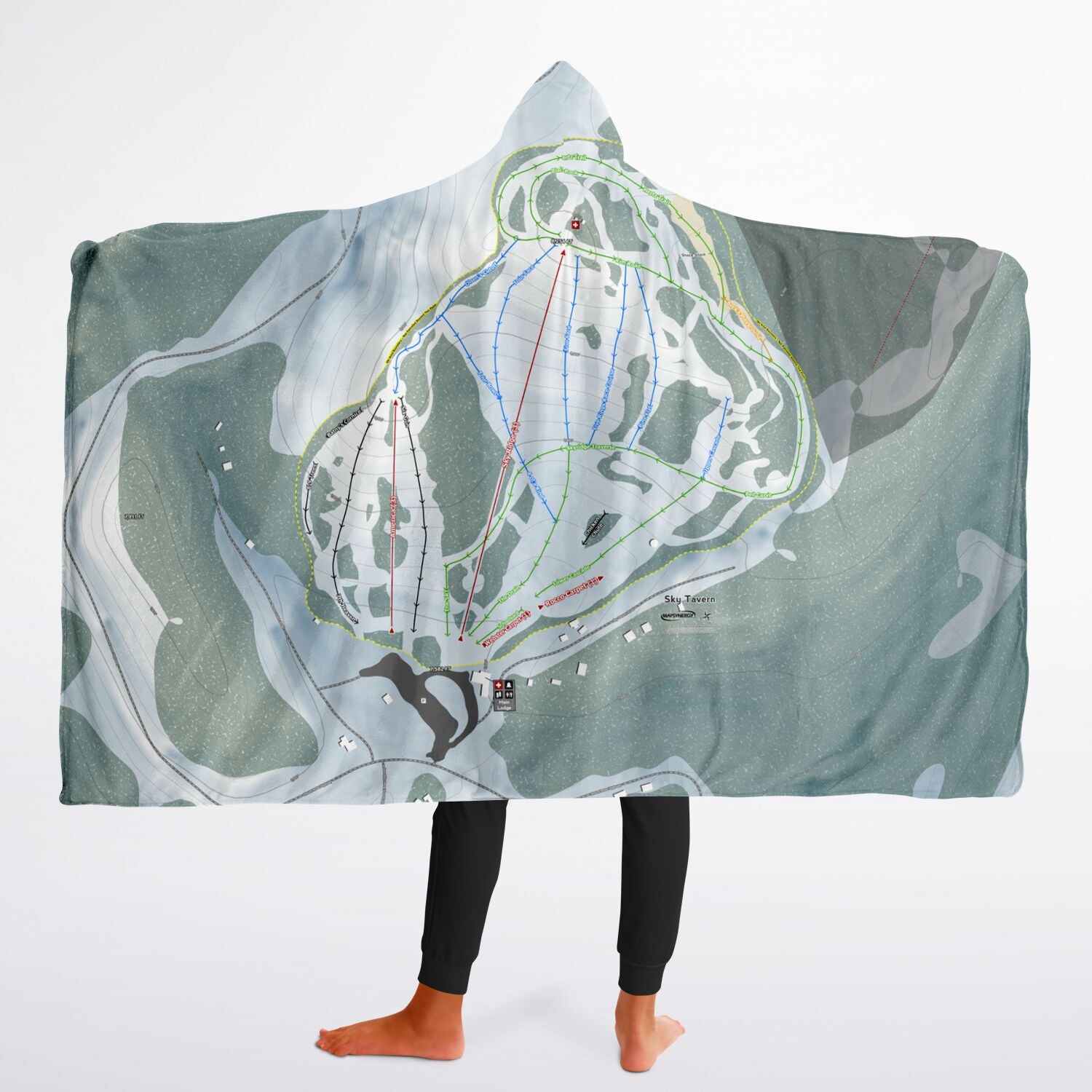 Sky Tavern, Nevada Ski Trail Map - Youth Hooded Blanket