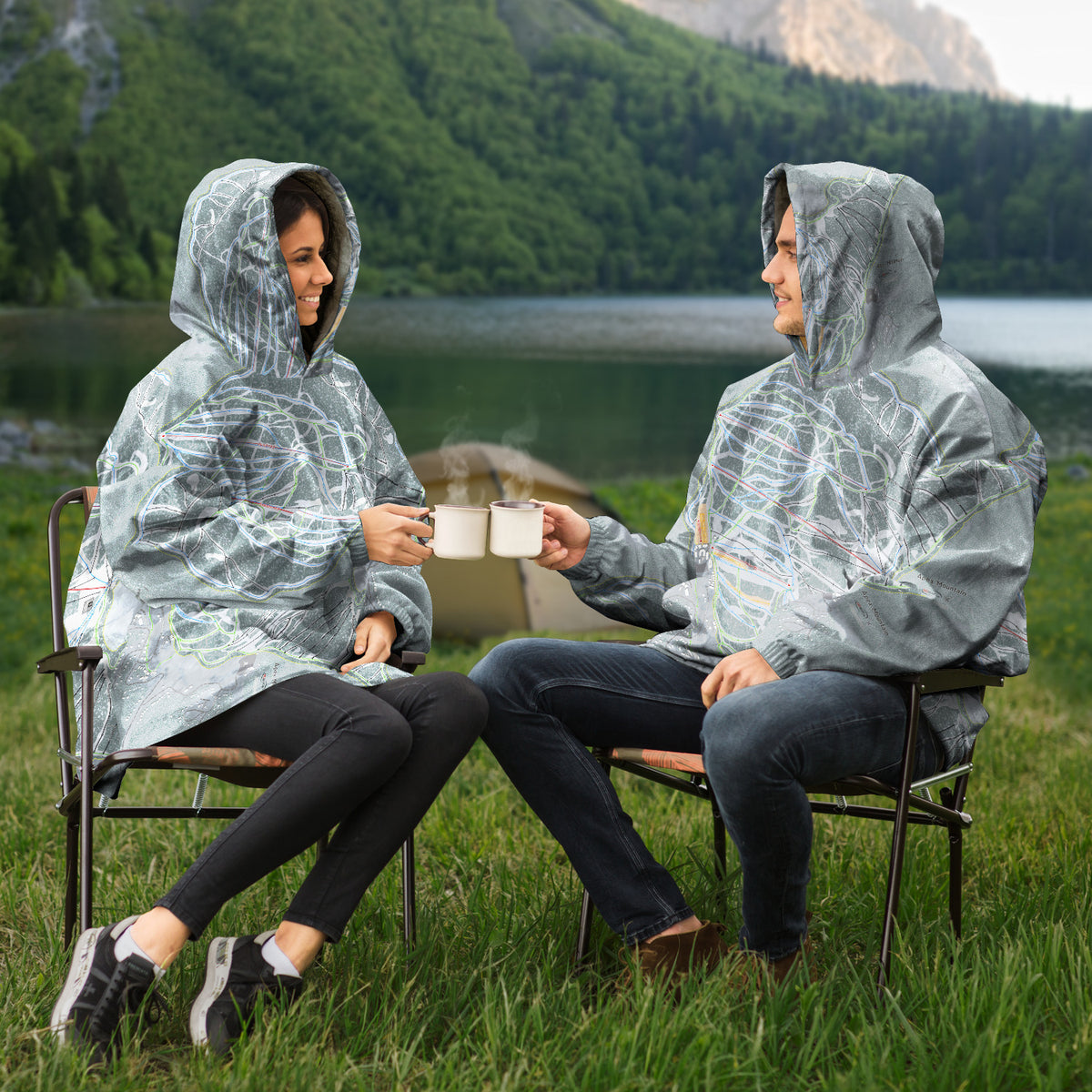 Apex Mountain, British Columbia Ski Trail Map Snug Hoodie