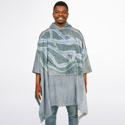 Royal Mountain, New York Ski Resort Map Flannel Blanket Poncho