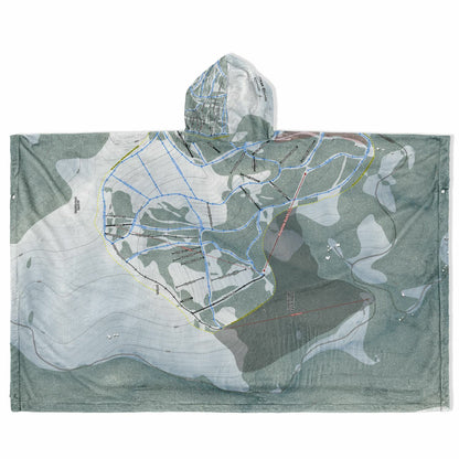 Great Divide, Montana Ski Resort Map Flannel Blanket Poncho