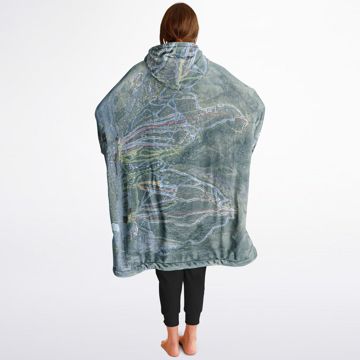 Attitash Mountain, New Hampshire Ski Resort Map Reversible Snug Hoodie