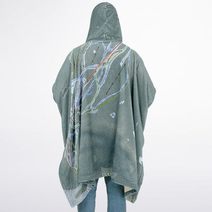 Mt Seymour, British Columbia Ski Resort Map Flannel Blanket Poncho