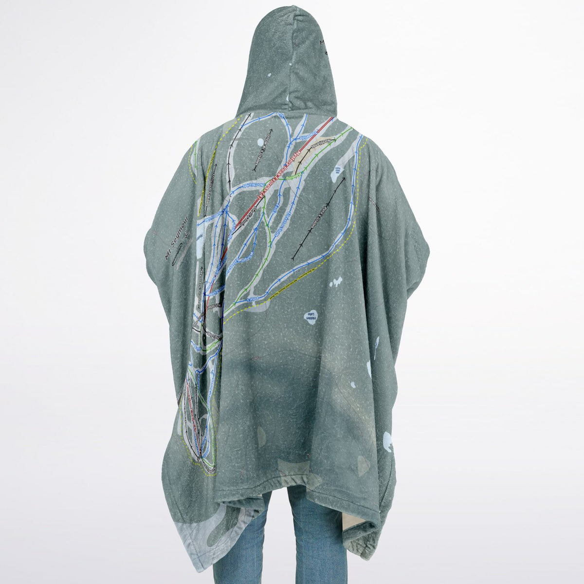 Mt Seymour, British Columbia Ski Resort Map Flannel Blanket Poncho