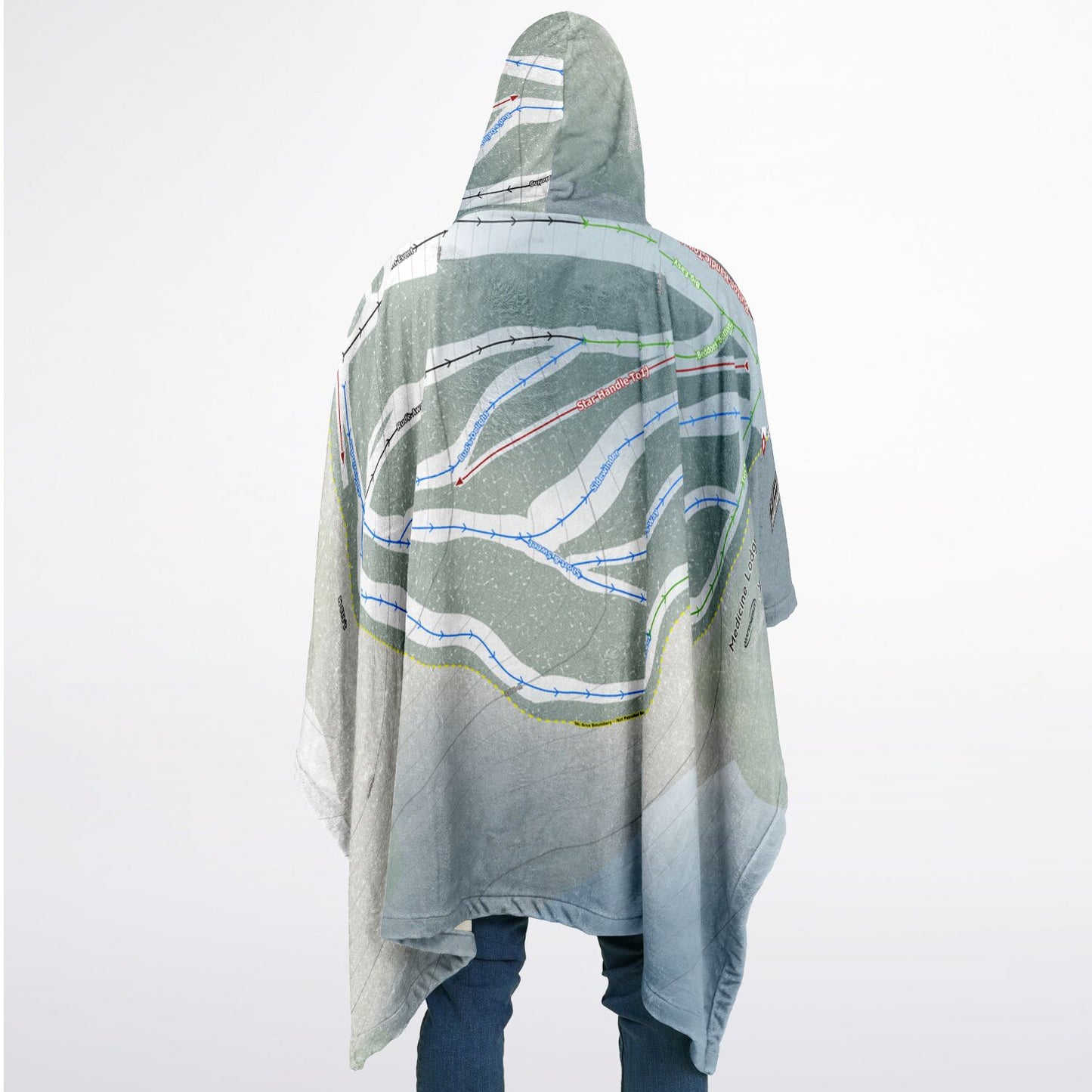 Medicine Lodge, Alberta Ski Resort Map Flannel Blanket Poncho