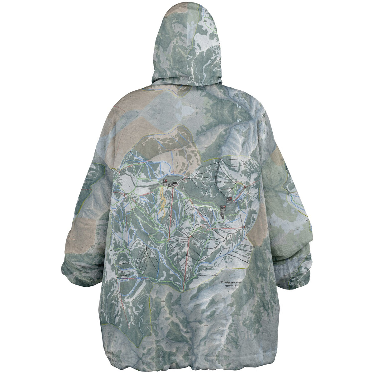 Powder Mountain, Utah Ski Resort Map Reversible Snug Hoodie