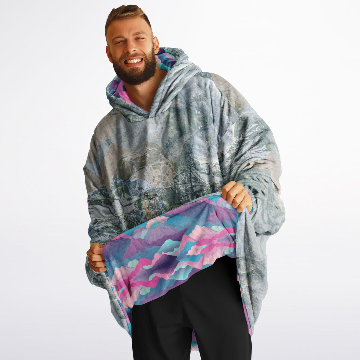 Powder Mountain, Utah Ski Resort Map Reversible Snug Hoodie