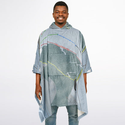 Chapman Hill, Colorado Ski Resort Map Flannel Blanket Poncho
