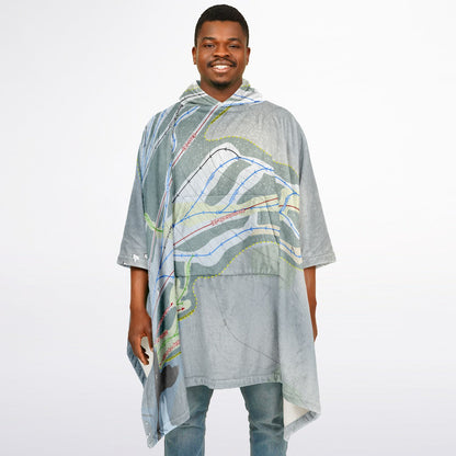 Mont Cascades, Quebec Ski Resort Map Flannel Blanket Poncho