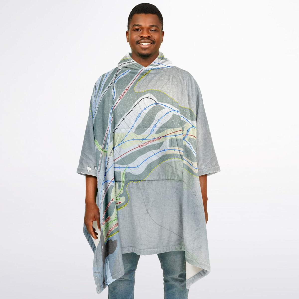 Mont Cascades, Quebec Ski Resort Map Flannel Blanket Poncho