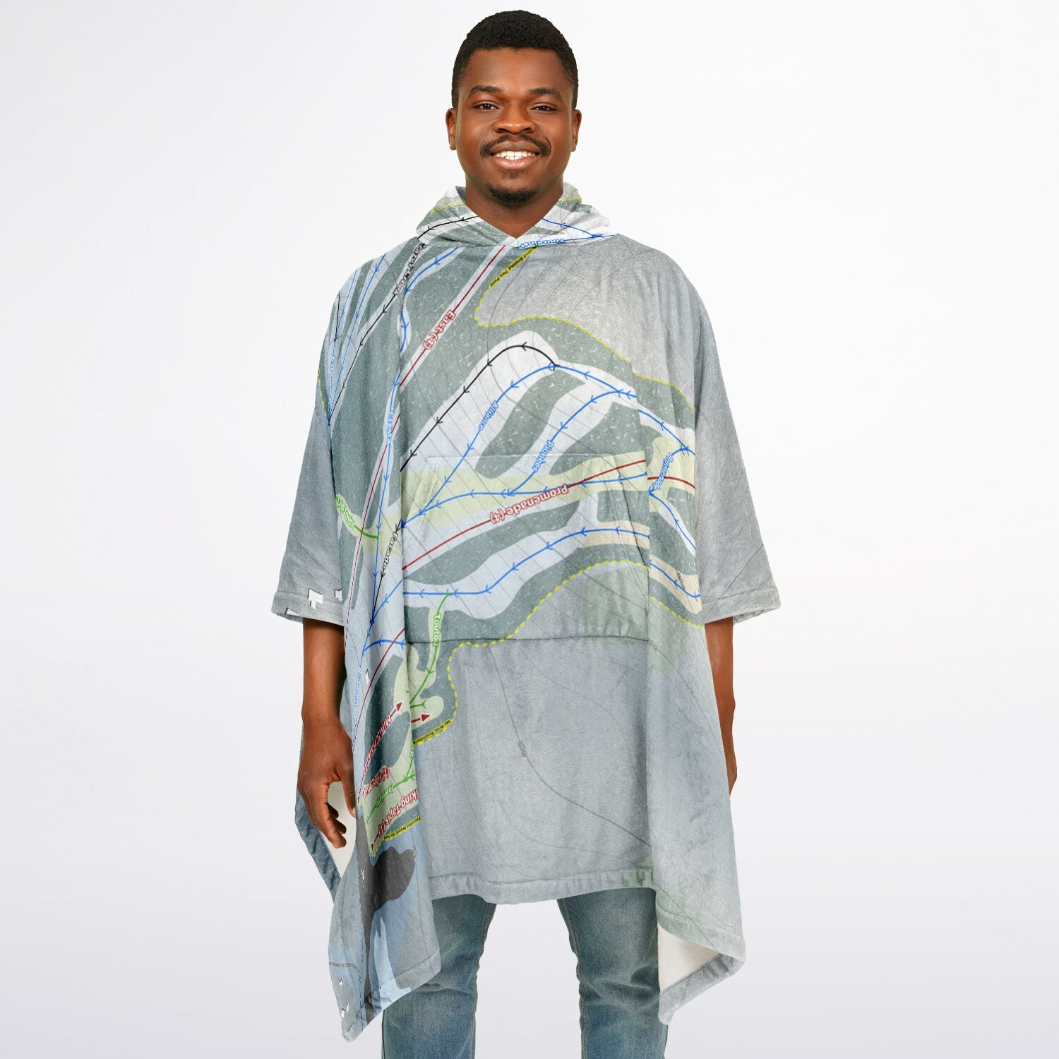 Mont Cascades, Quebec Ski Resort Map Flannel Blanket Poncho