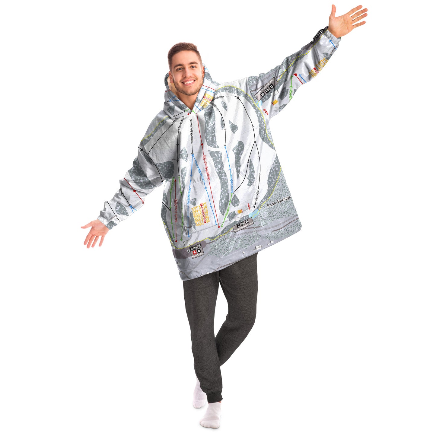 Soda Springs, California Ski Trail Map - Snug Hoodie - Powderaddicts