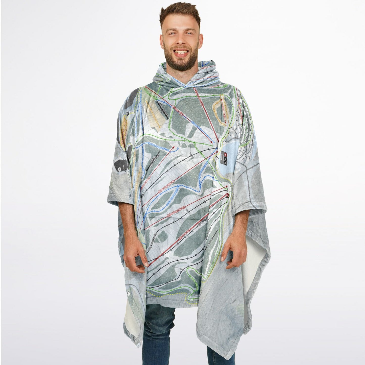 Seven Springs, Pennsylvania Ski Resort Map Flannel Blanket Poncho