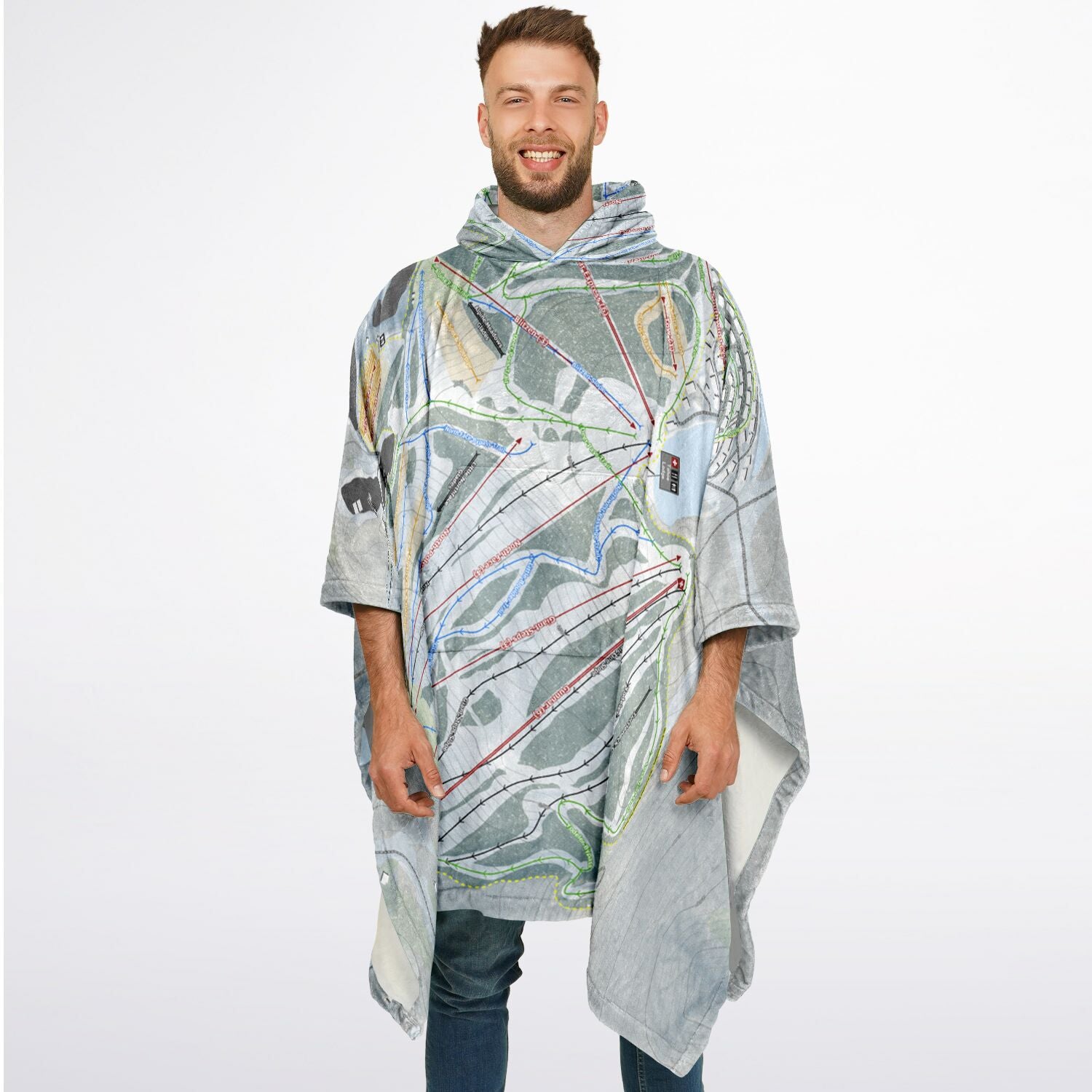 Seven Springs, Pennsylvania Ski Resort Map Flannel Blanket Poncho