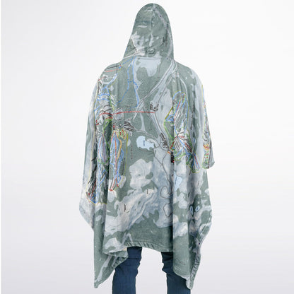 Donner Pass, California Ski Resort Map Flannel Blanket Poncho