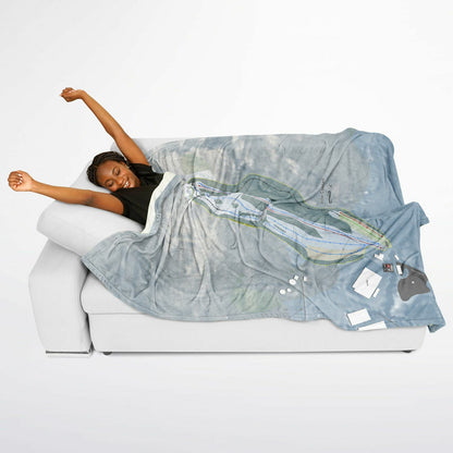 Victor Constant, New York Ski Resort Map Flannel Blanket Poncho