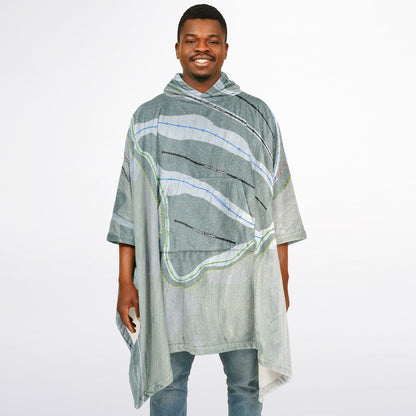 Porcupine Mountains, Michigan Ski Resort Map Flannel Blanket Poncho