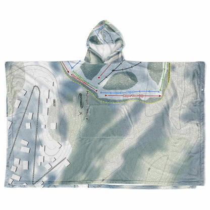 Mulligans Hollow, Michigan Ski Resort Map Flannel Blanket Poncho