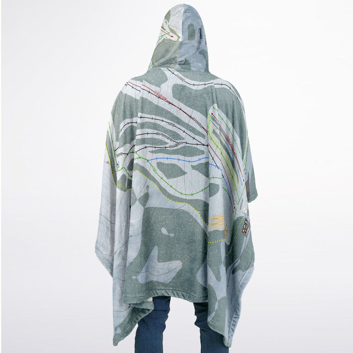 Loup Loup, Washington Ski Resort Map Flannel Blanket Poncho