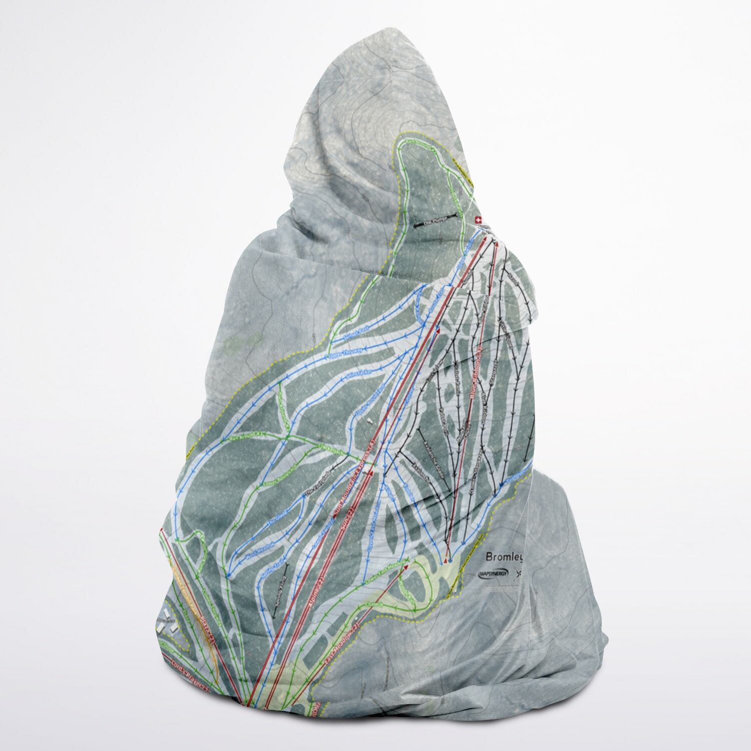 Bromley, Vermont Ski Trail Map - Adult Hooded Blanket