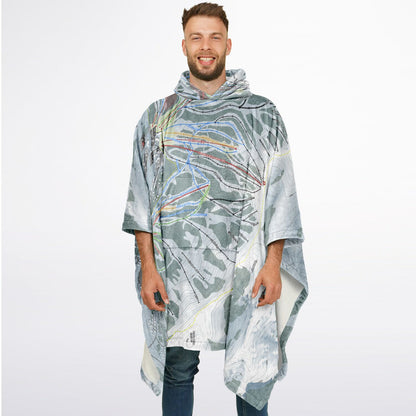 Kirkwood, California Ski Resort Map Flannel Blanket Poncho