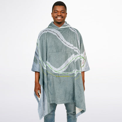 Loup Loup, Washington Ski Resort Map Flannel Blanket Poncho