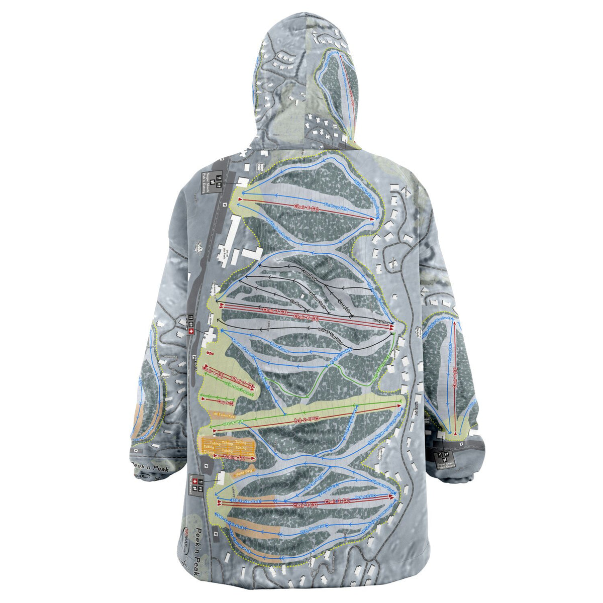 Peek'n Peak, New York Ski Trail Map Snug Hoodie