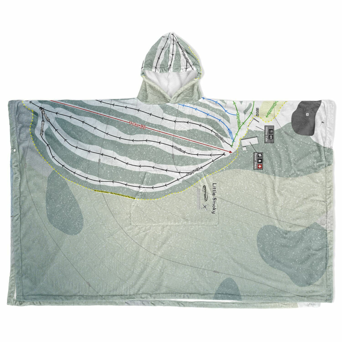 Little Smoky, Alberta Ski Resort Map Flannel Blanket Poncho