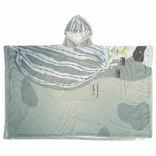 Little Smoky, Alberta Ski Resort Map Flannel Blanket Poncho
