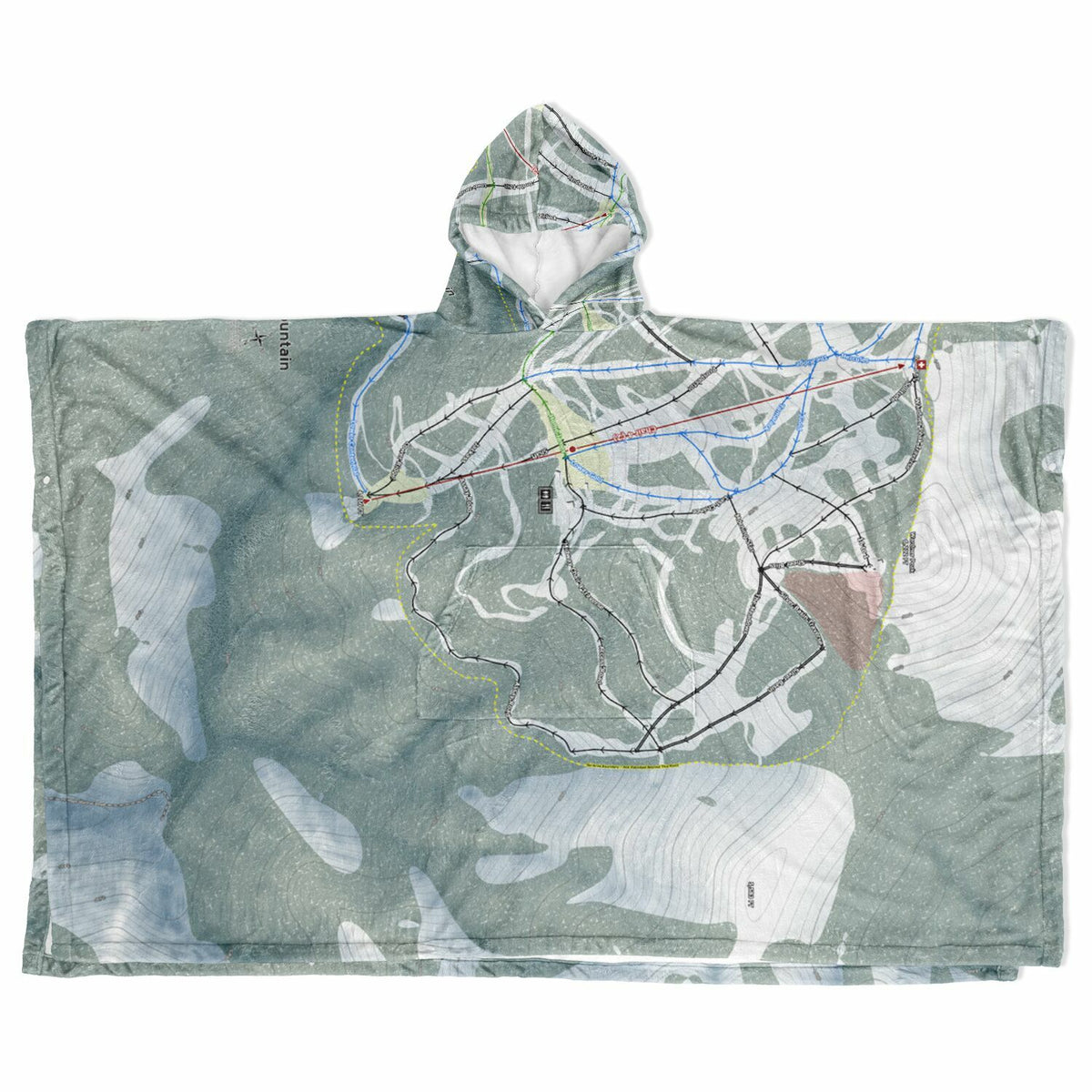 Silver Mountain, Idaho Ski Resort Map Flannel Blanket Poncho