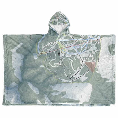 Silver Mountain, Idaho Ski Resort Map Flannel Blanket Poncho