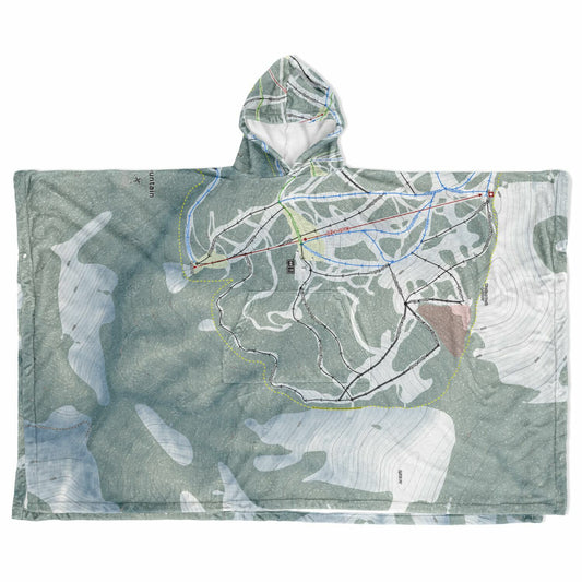Silver Mountain, Idaho Ski Resort Map Flannel Blanket Poncho