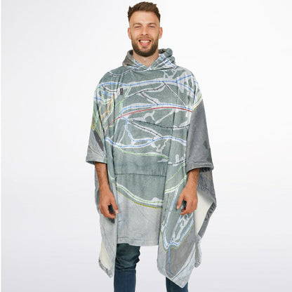 Brundage Mountain, Idaho Ski Resort Map Flannel Blanket Poncho