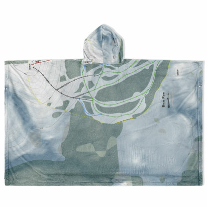 Bear Paw, Montana Ski Resort Map Flannel Blanket Poncho