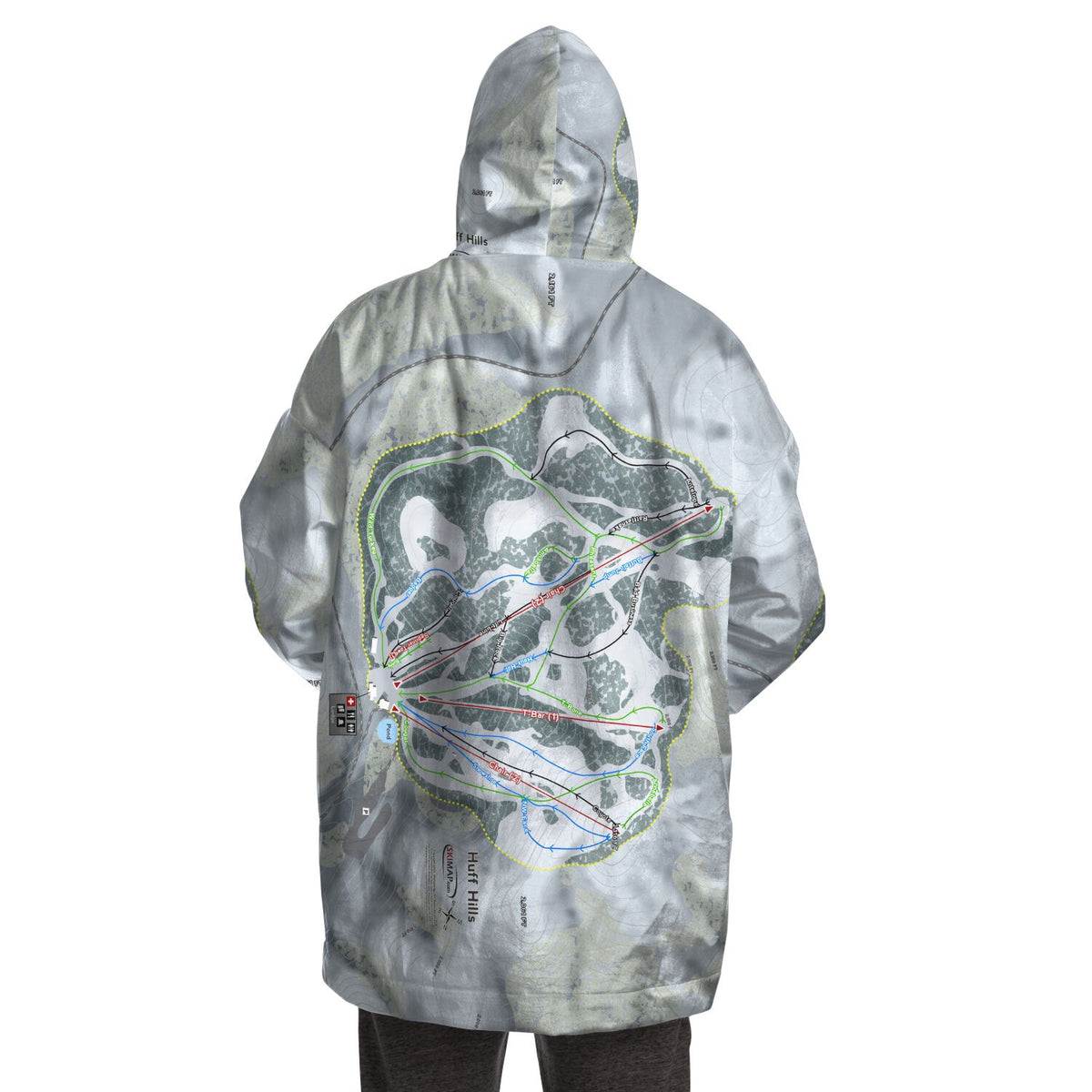 Huff Hills, North Dakota Ski Trail Map Snug Hoodie