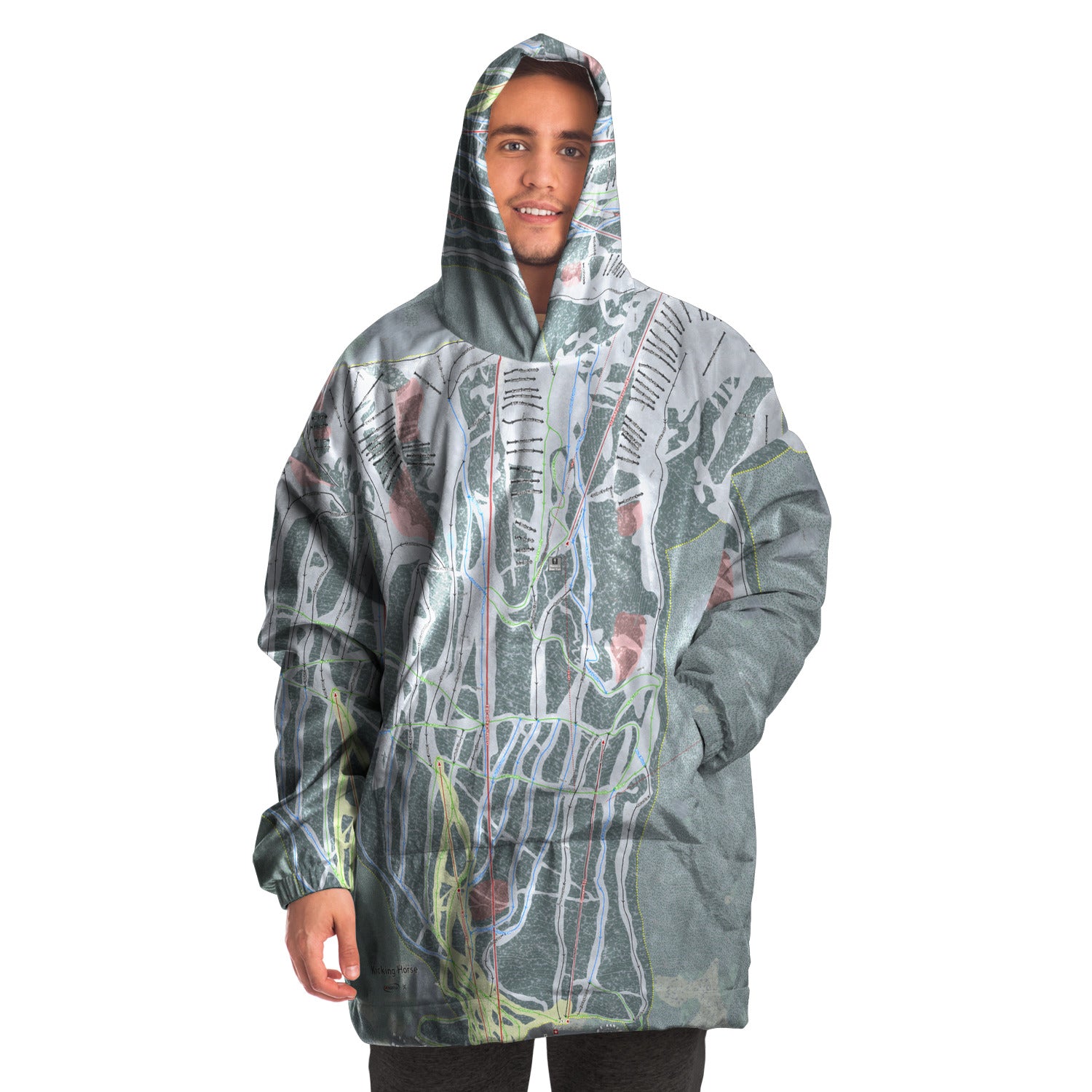 Kicking Horse, British Columbia Ski Trail Map - Snug Hoodie - Powderaddicts