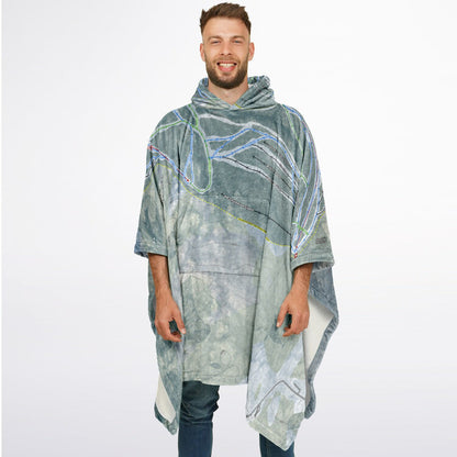 Tenney Mountain, New Hampshire Ski Resort Map Flannel Blanket Poncho
