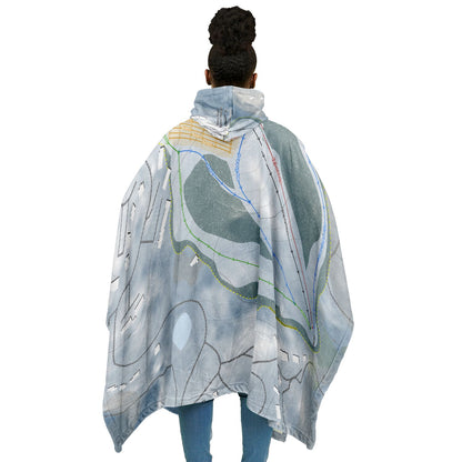 Shanty Creek Summit Mountain, Michigan Ski Resort Map Flannel Blanket Poncho