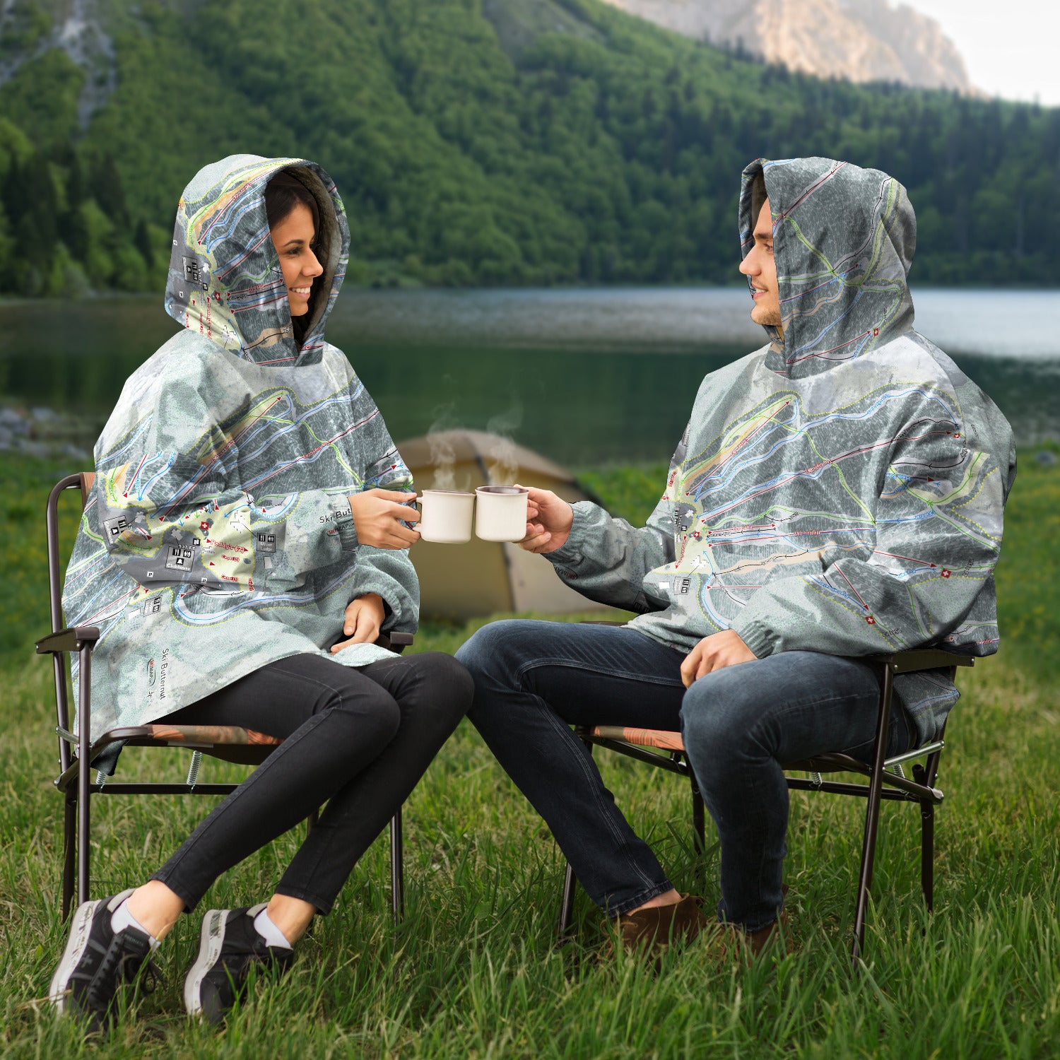Ski Butternut, Massachusetts Ski Trail Map Snug Hoodie