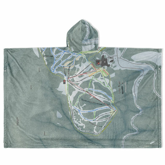 Lost Trail, Montana Ski Resort Map Flannel Blanket Poncho