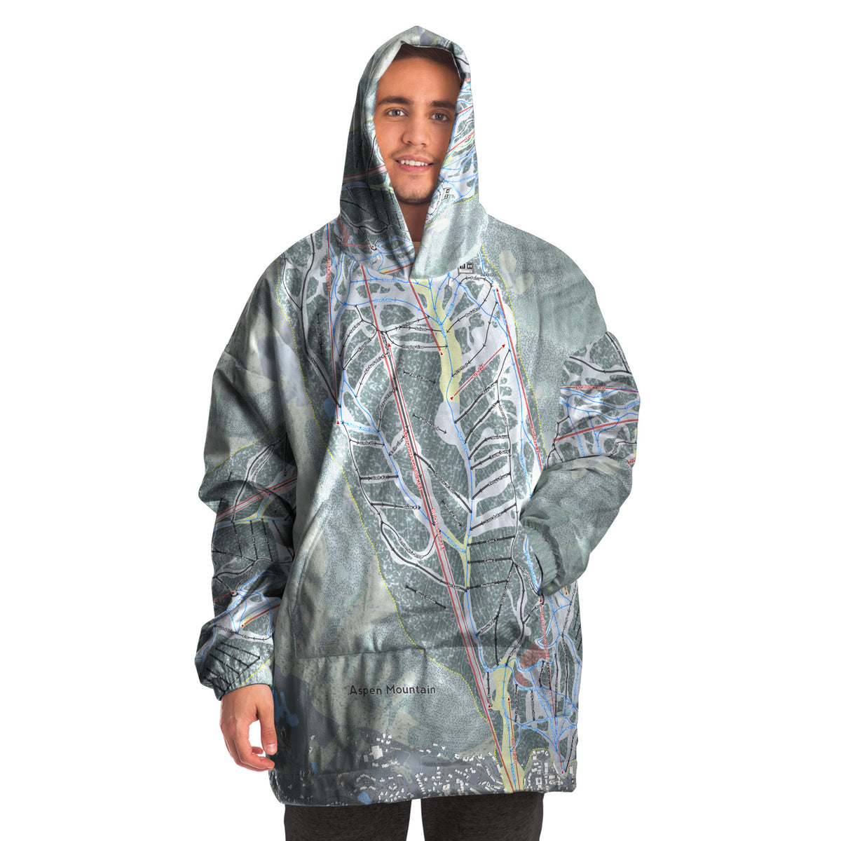 Aspen Mountain, Colorado Ski Trail Map - Snug Hoodie