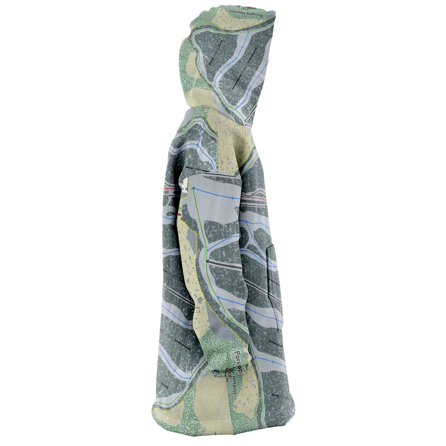 Porcupine Mountains, Michigan Ski Trail Map Snug Hoodie - Powderaddicts