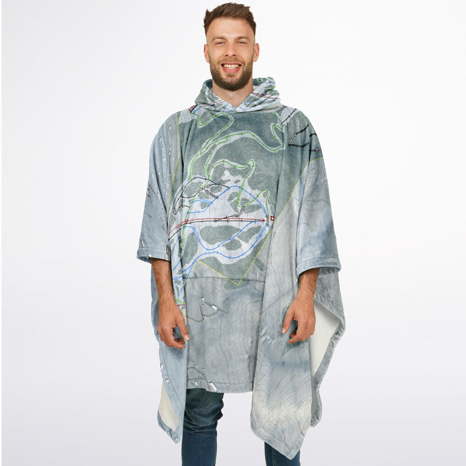 Nordic Valley, Utah Ski Resort Map Flannel Blanket Poncho