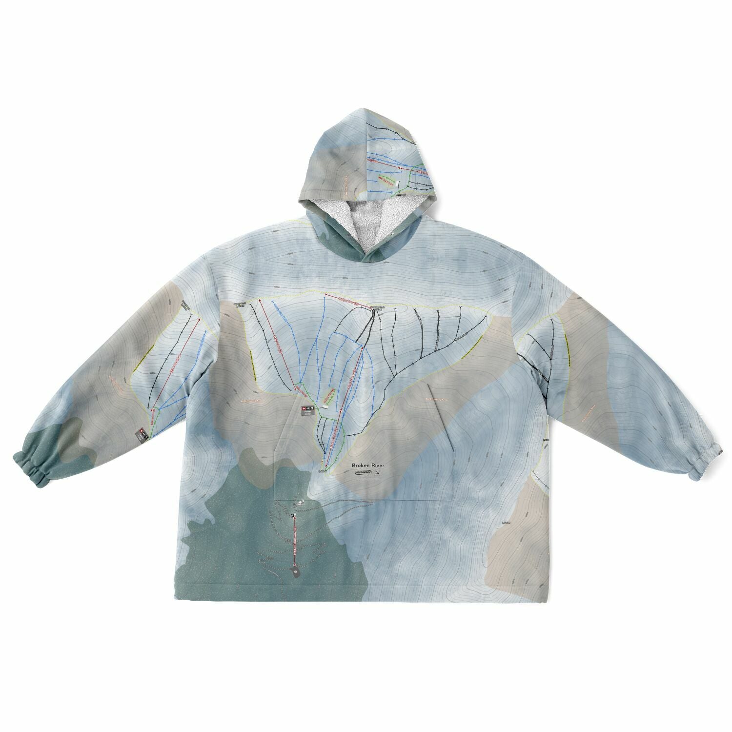 Broken River, New Zealand Ski Trail Map - Snug Hoodie - Powderaddicts