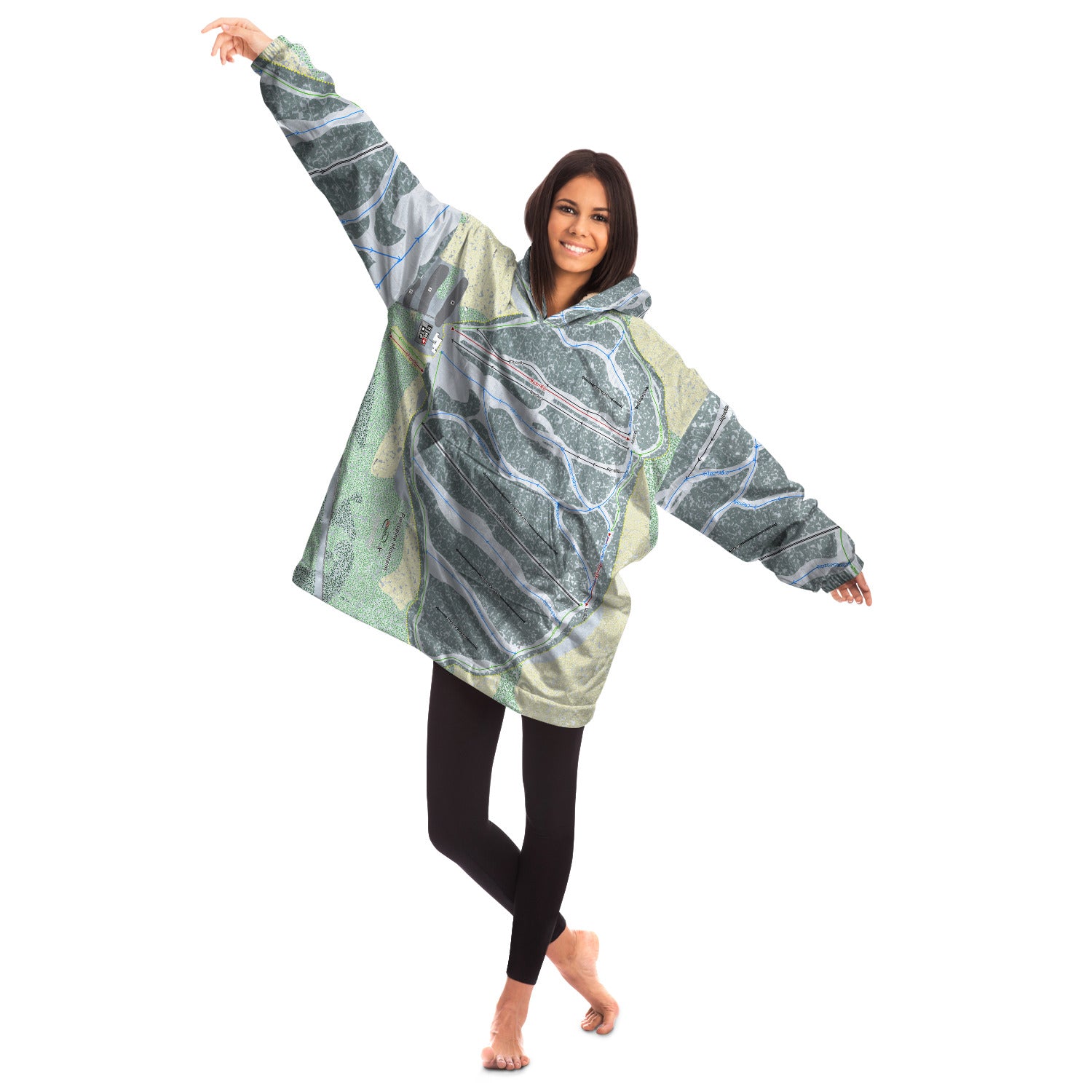 Porcupine Mountains, Michigan Ski Trail Map Snug Hoodie - Powderaddicts