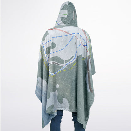 Cooper Spur, Oregon Ski Resort Map Flannel Blanket Poncho