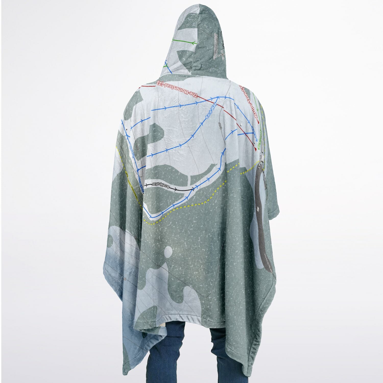 Cooper Spur, Oregon Ski Resort Map Flannel Blanket Poncho