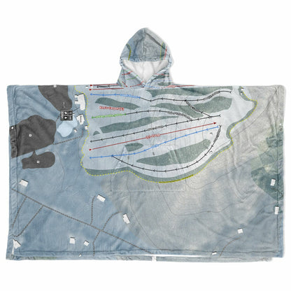Ski Bradford, Massachusetts Ski Resort Map Flannel Blanket Poncho