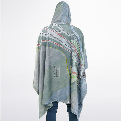 Otis Ridge, Massachusetts Ski Resort Map Flannel Blanket Poncho